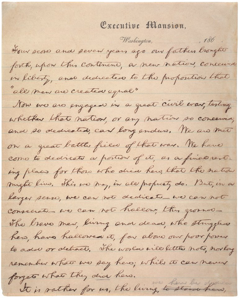 Gettysburg Address first draft